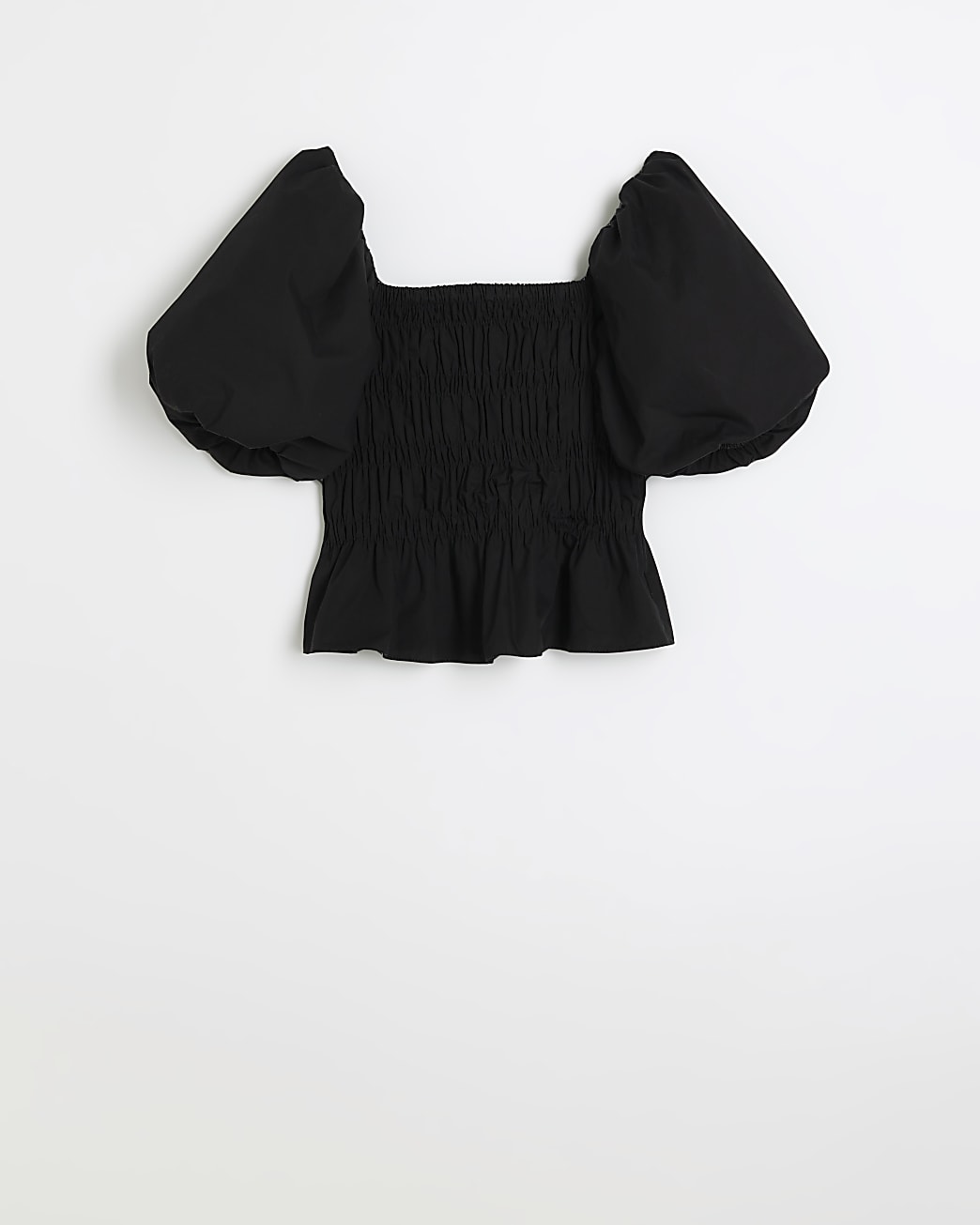 Black shirred bardot top