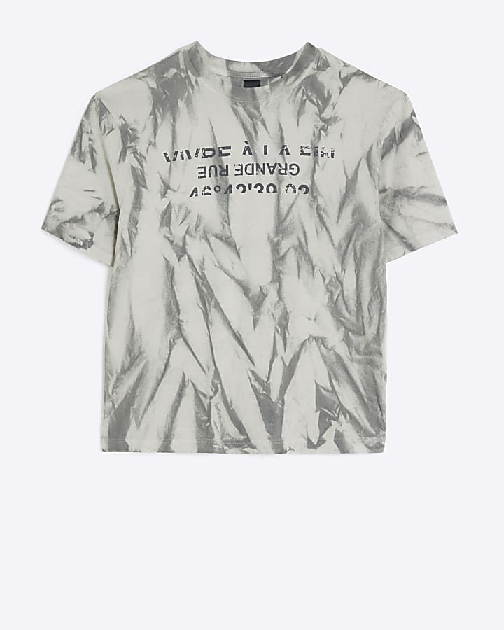Grey oversized fit graphic texture t-shirt