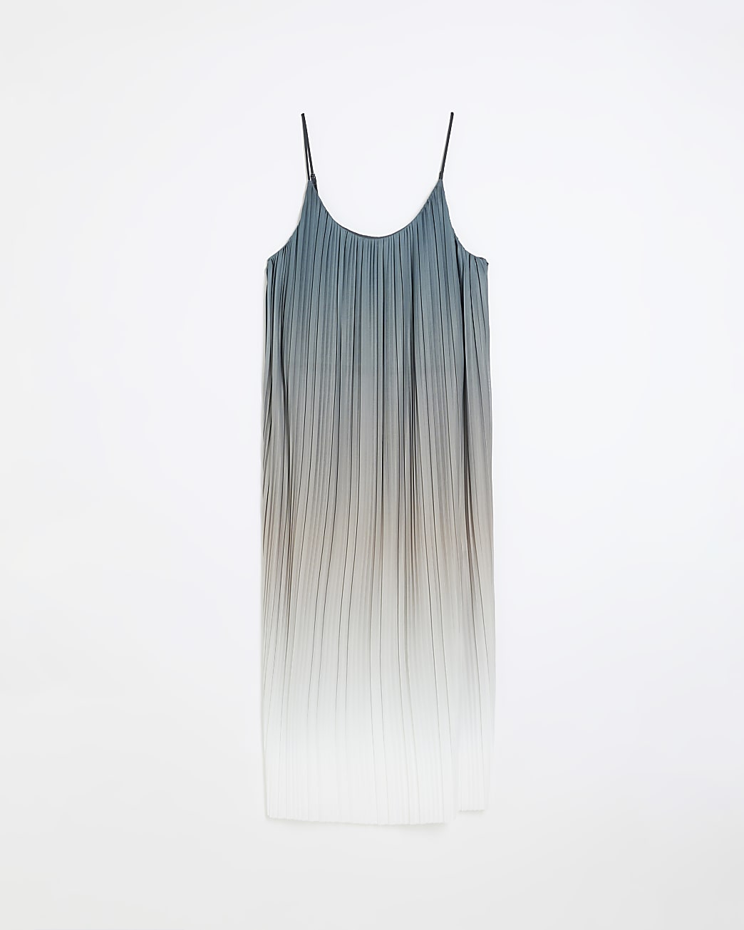 Grey ombre plisse slip midi dress