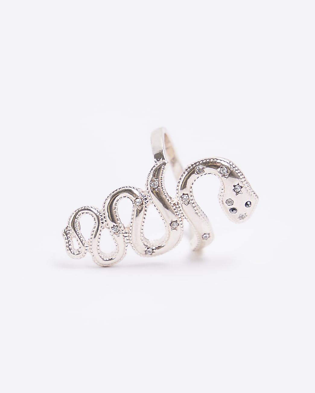 Rose gold snake wrap diamante ring