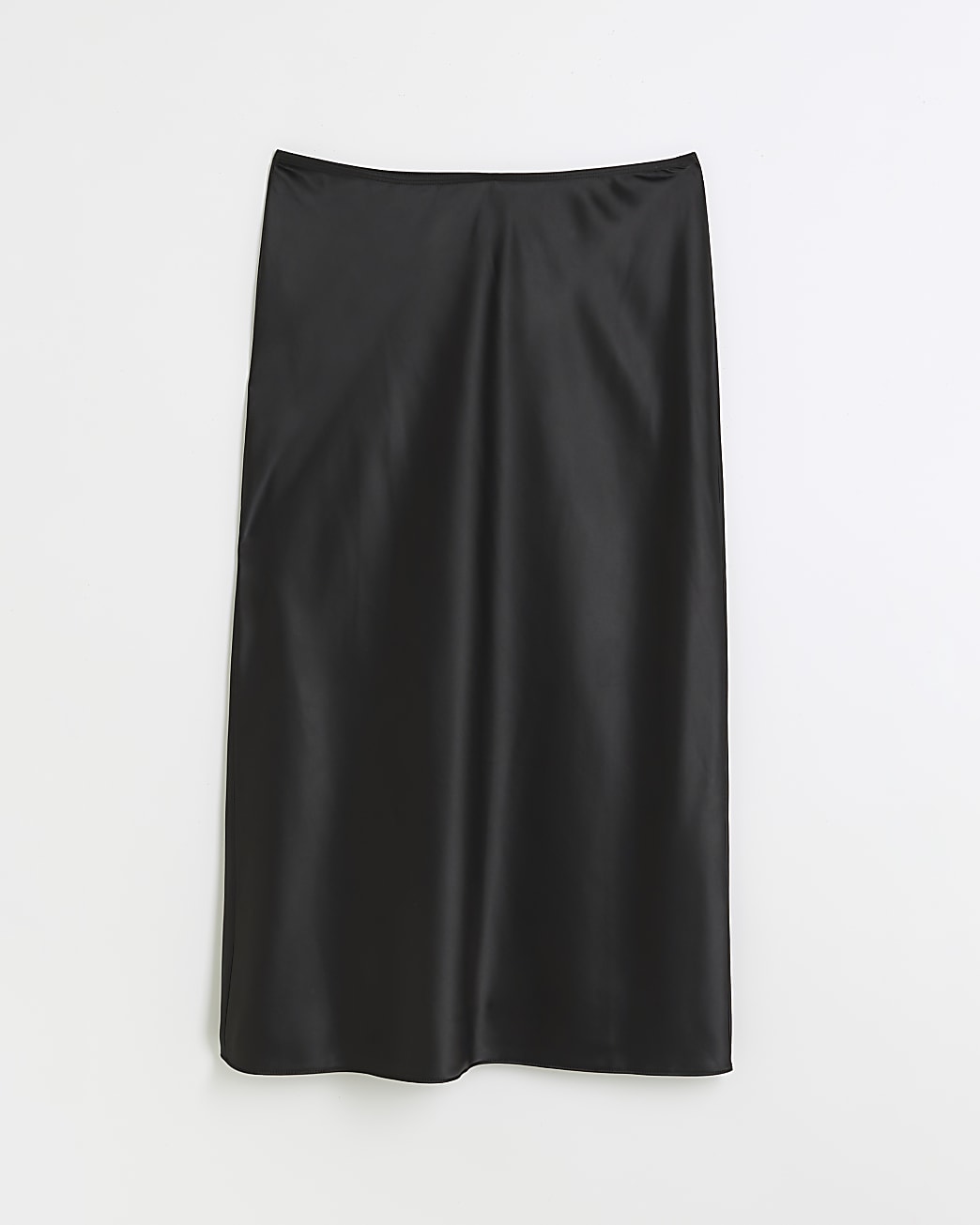 Petite black satin maxi skirt
