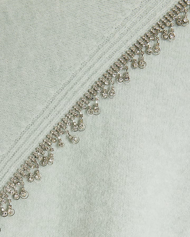 Blue diamante trim cosy jumper