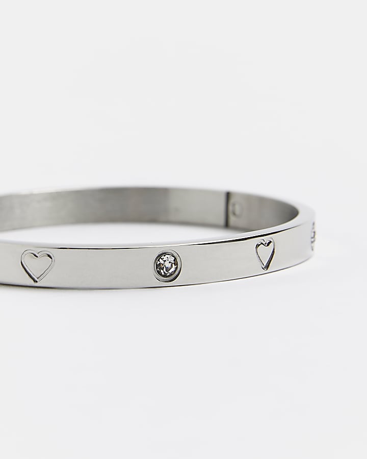Black steel heart cuff bracelet