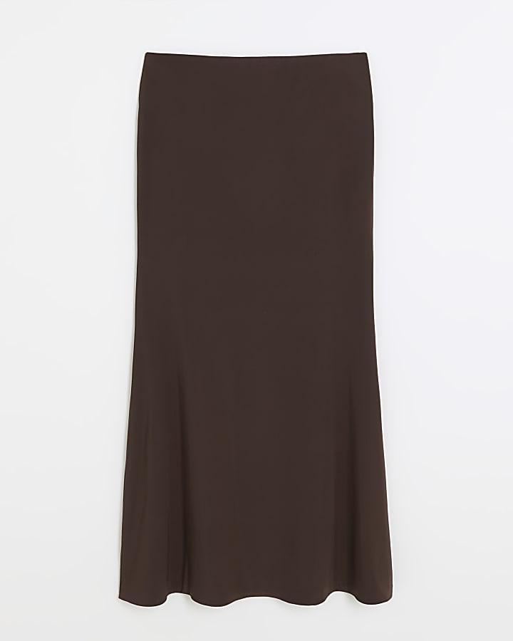 Petite brown mermaid maxi skirt