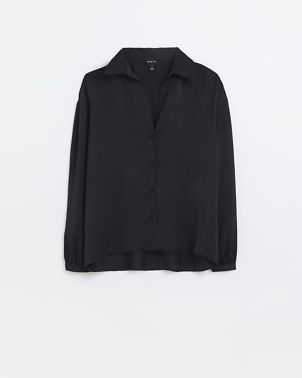 Black satin long sleeve shirt