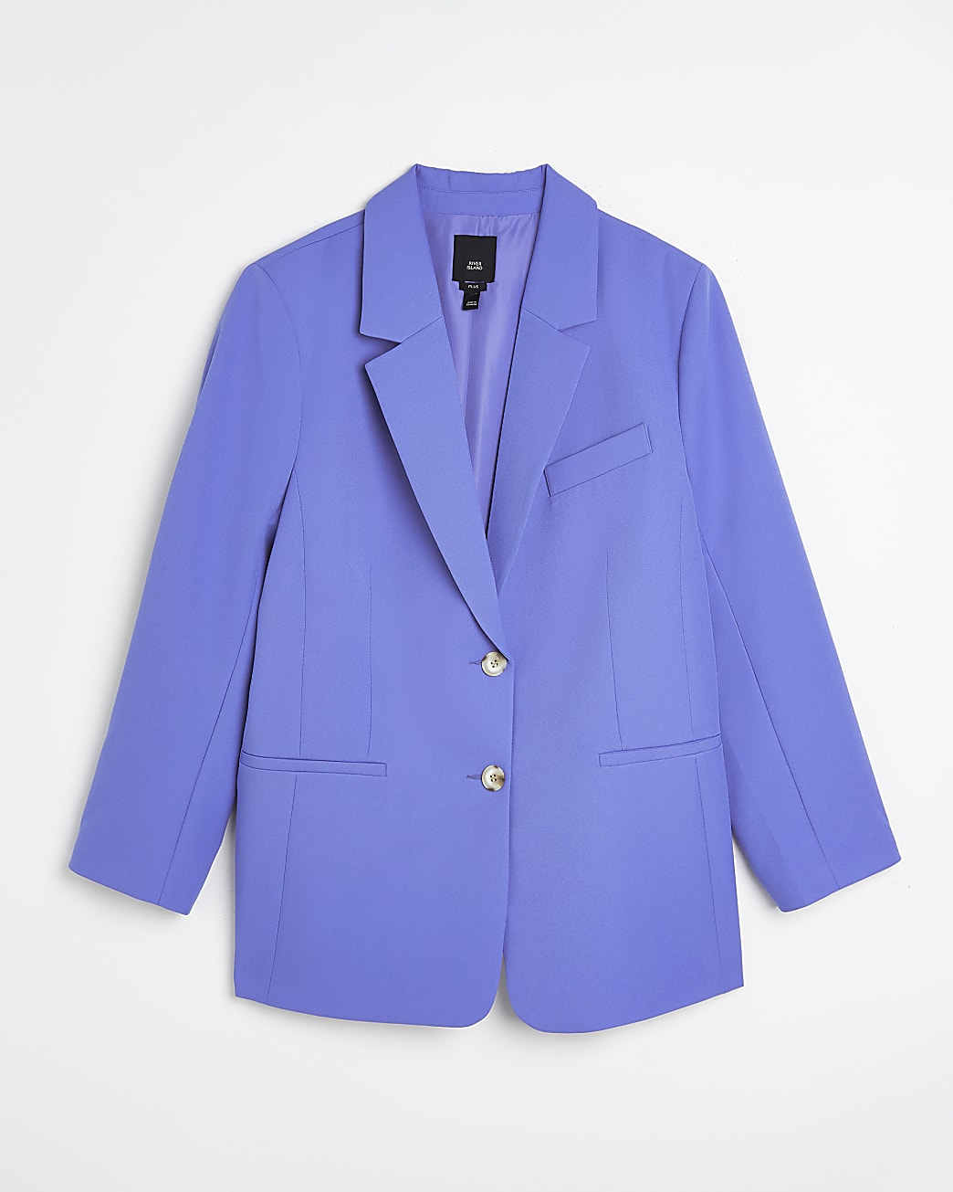 Plus blue structured long sleeve blazer