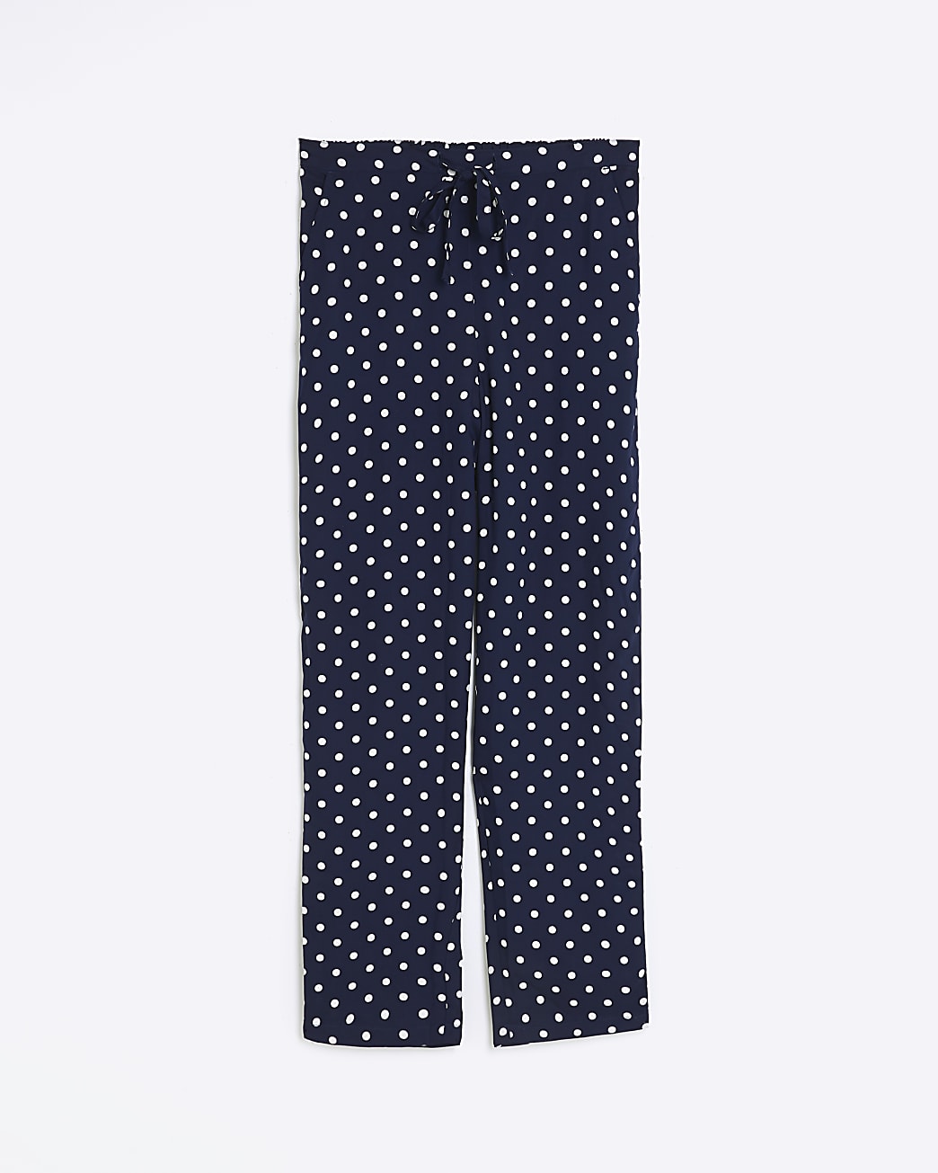 Navy polka dot tie waist trousers
