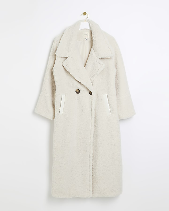 Cream borg oversized coat