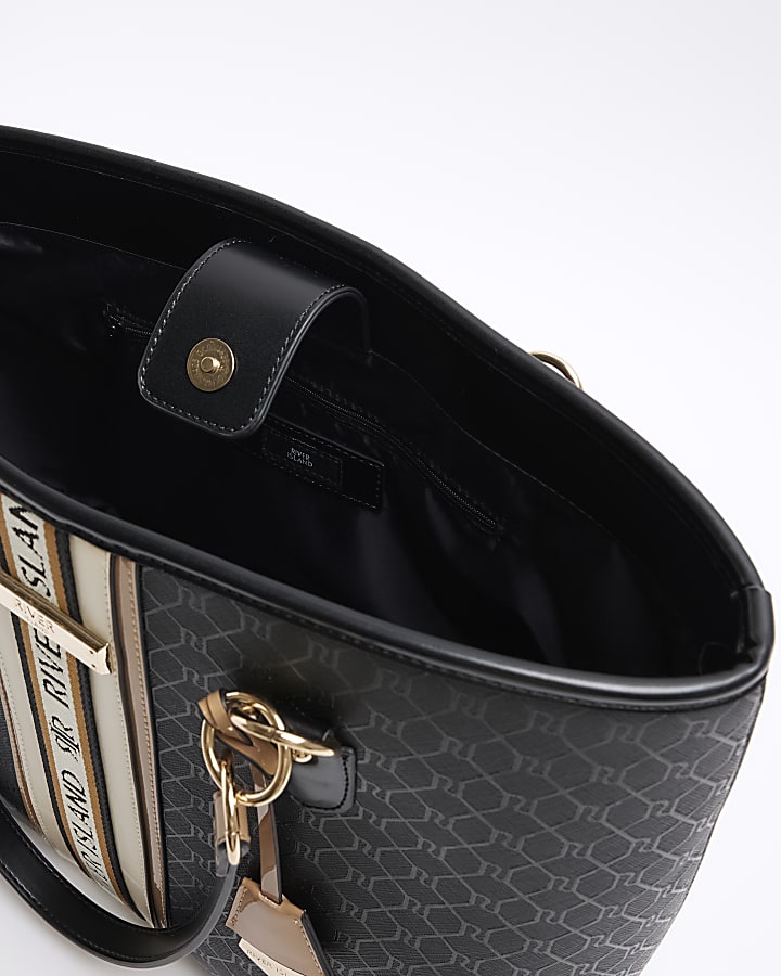 Black RI monogram shopper bag