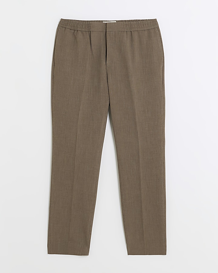 Beige slim fit elasticated smart joggers