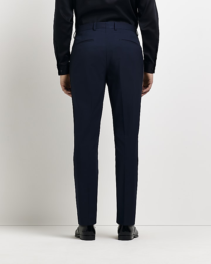 Navy slim fit tuxedo suit trousers