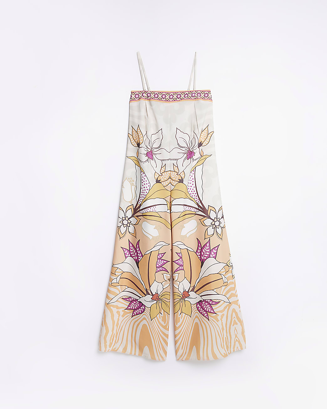 Orange Print Beach Jumpsuit