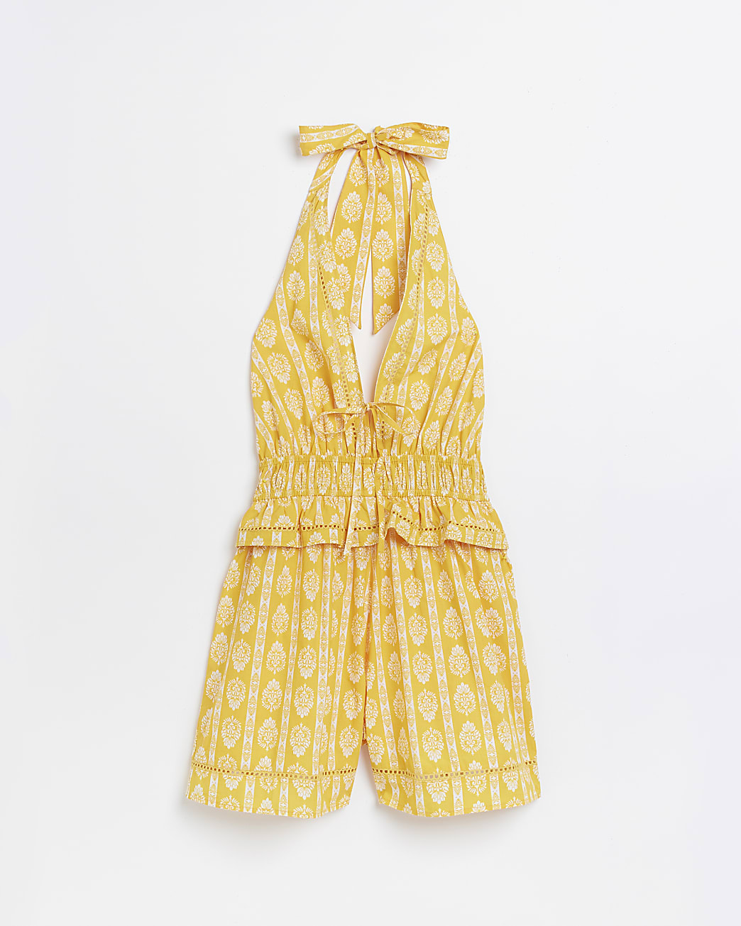 Yellow paisley halter neck playsuit