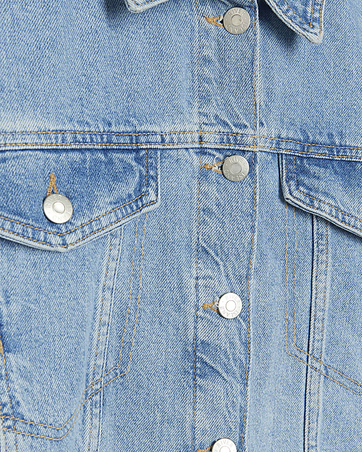 Blue crop denim jacket