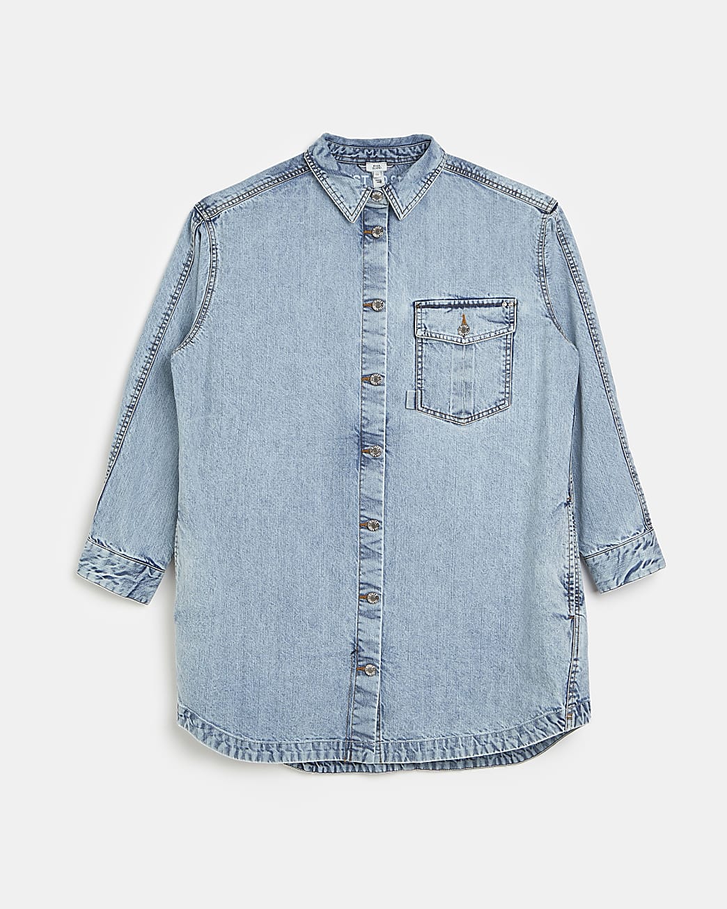 Blue denim mini shirt dress