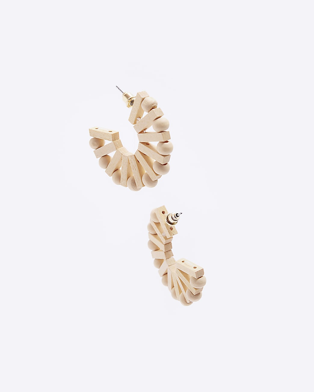 White Wooden Hoop Earrings