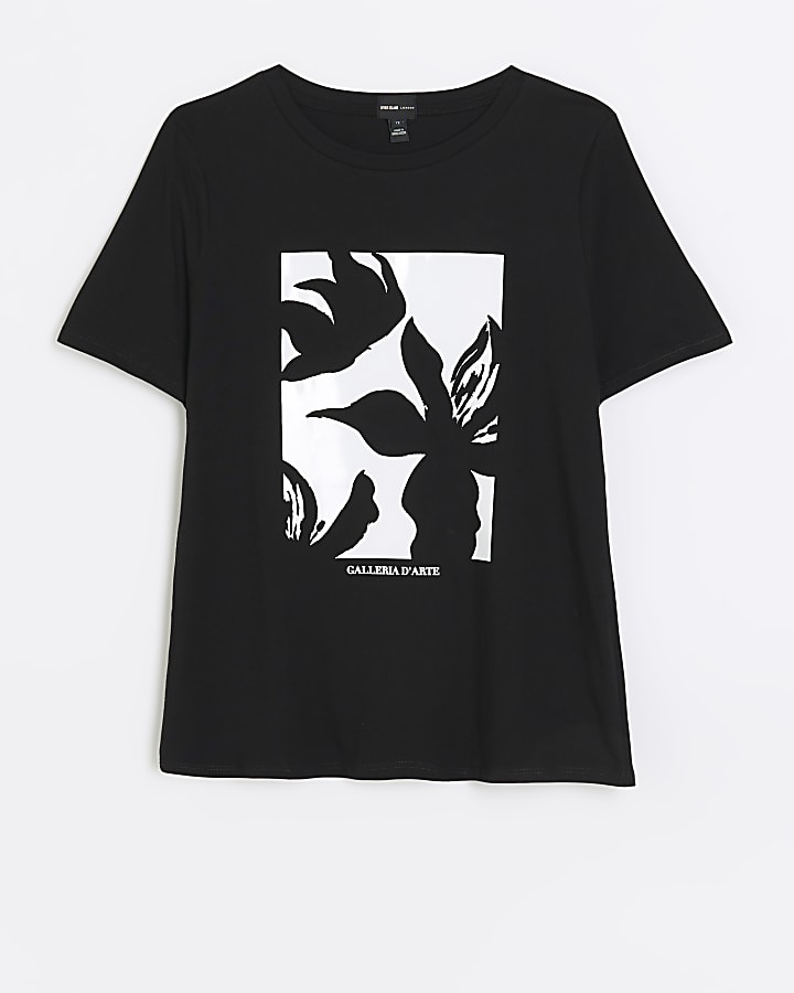 Black floral graphic t-shirt
