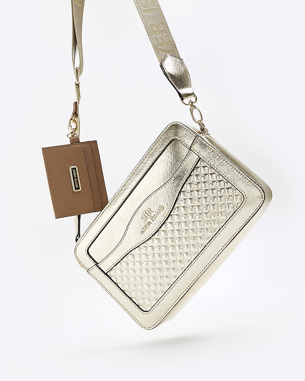 Gold embossed cross body bag
