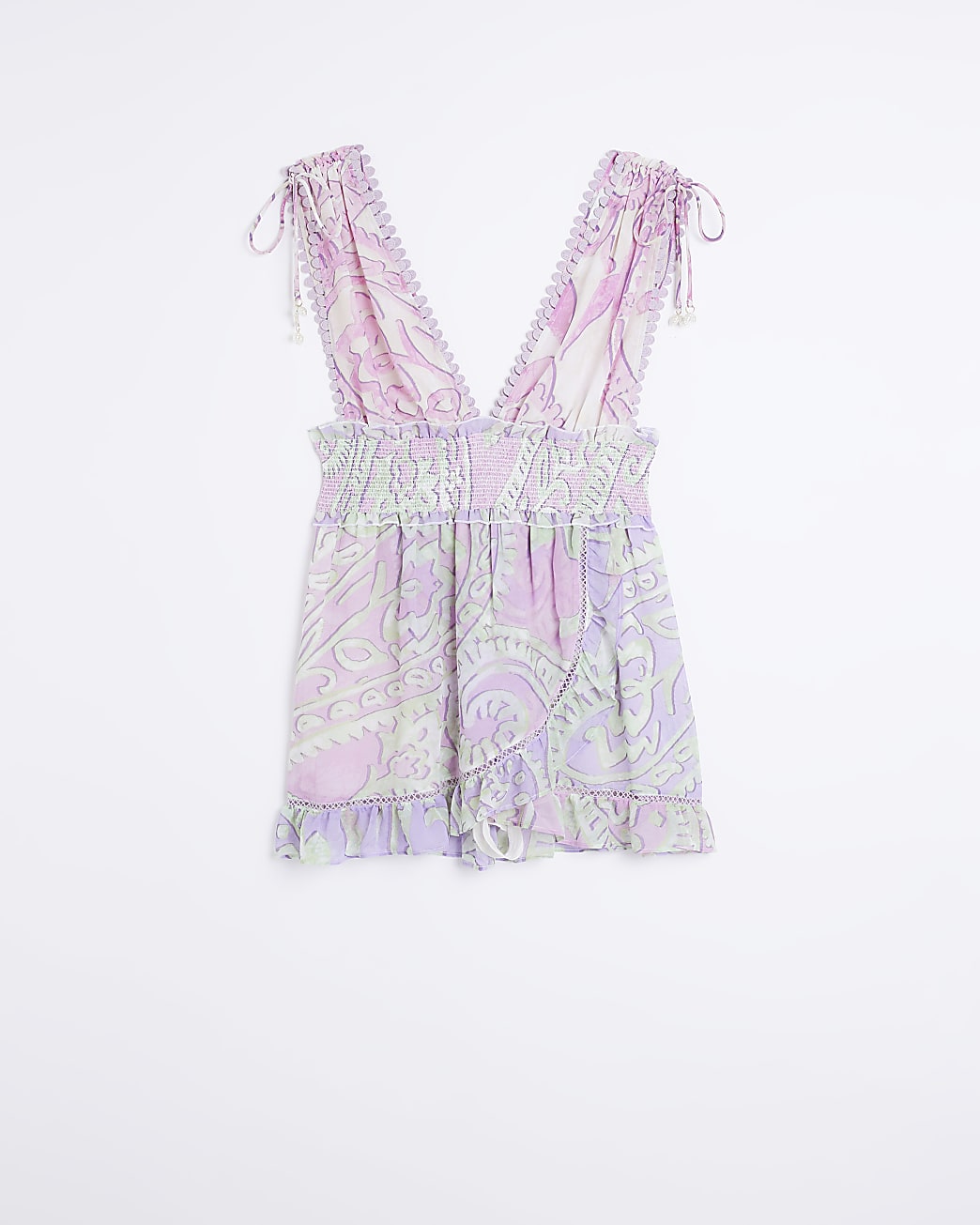 Purple plunge printed playsuit