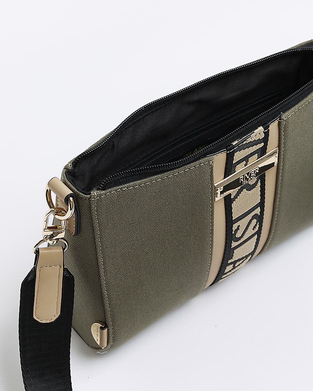 Khaki canvas RI cross body bag