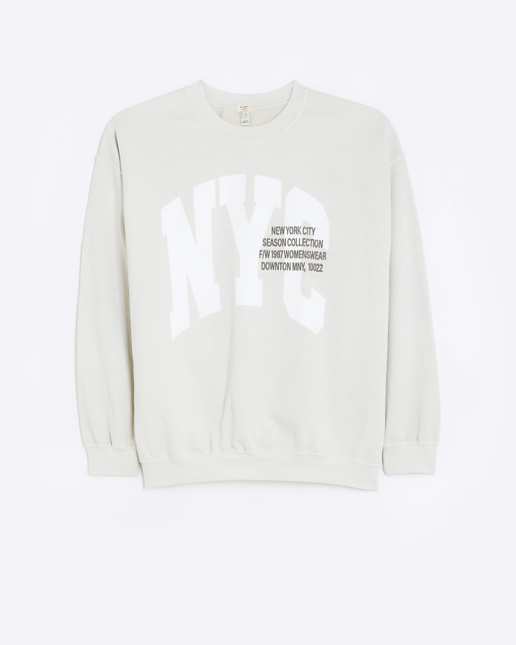 Plus beige long sleeve graphic sweatshirt