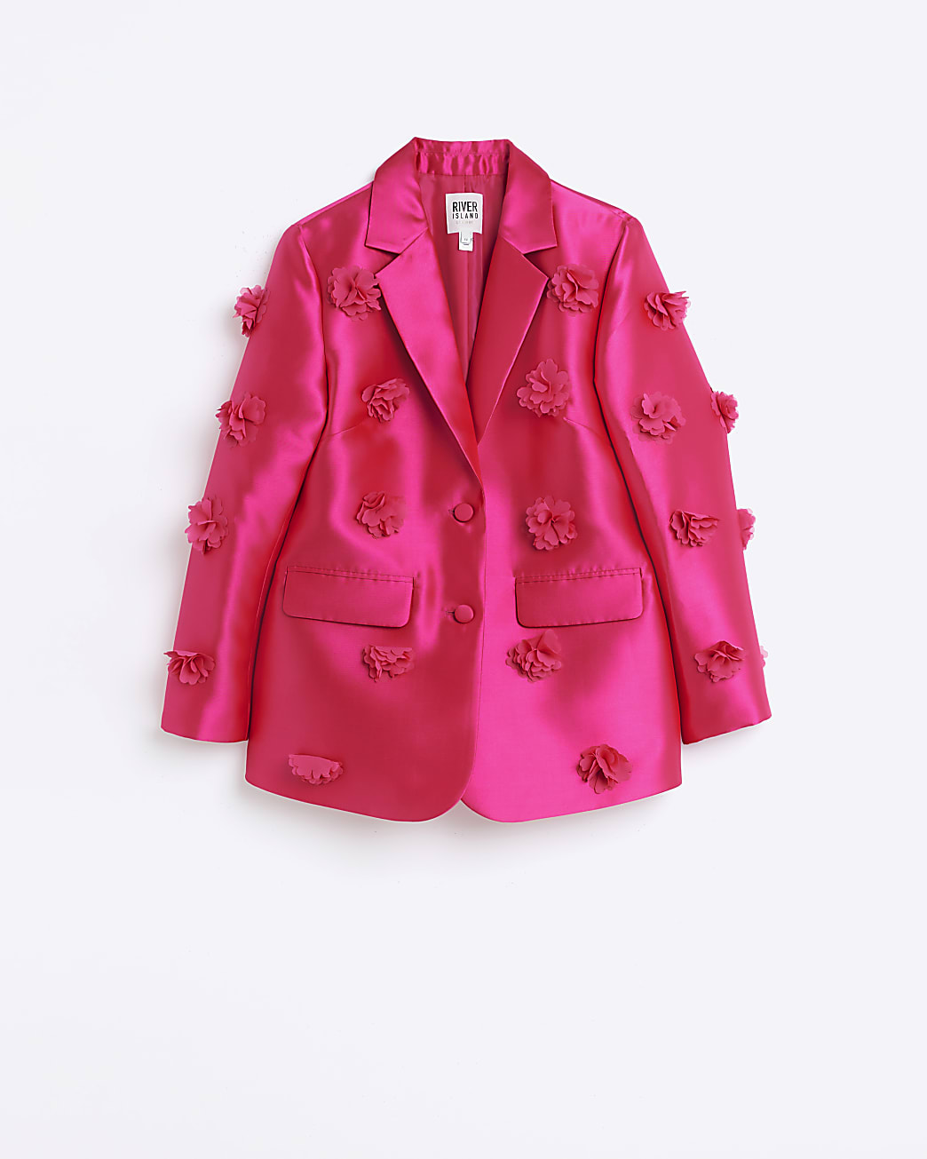 Pink Floral Satin Blazer