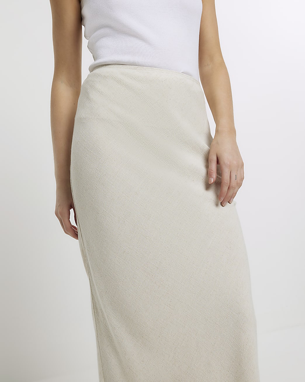 Beige maxi skirt with linen