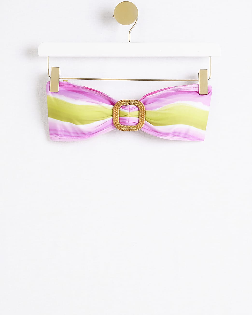 Pink stripe bandeau bikini top