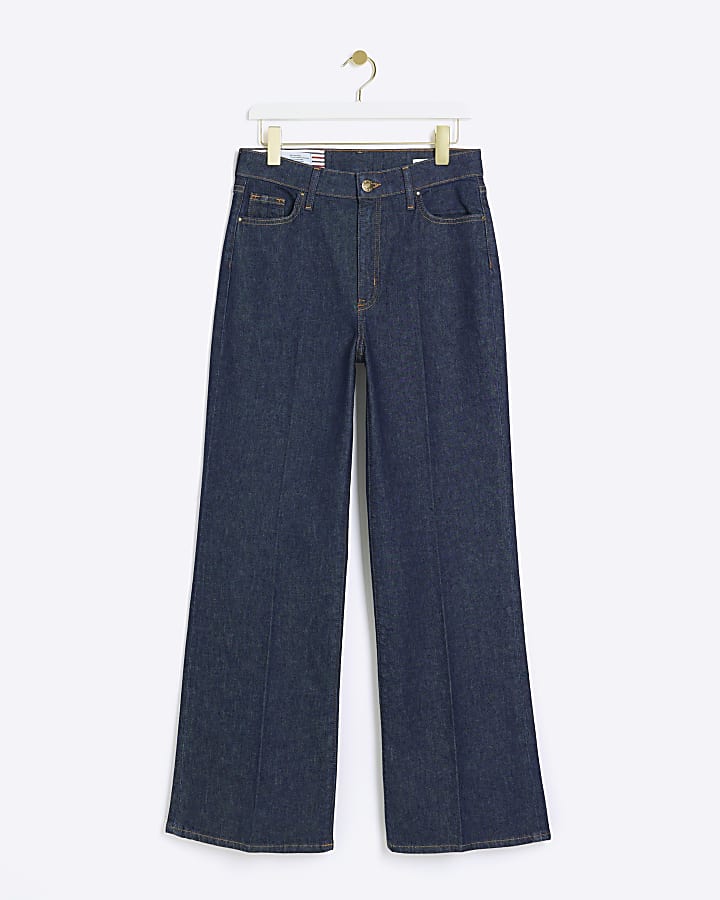 Blue high rise wide leg jeans