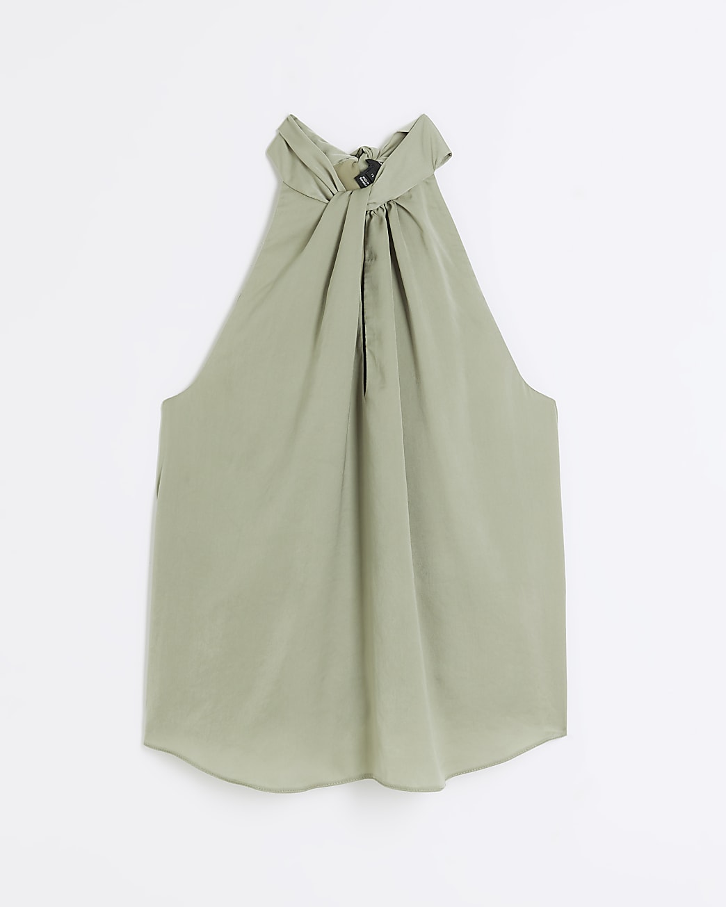 Green satin halter neck blouse