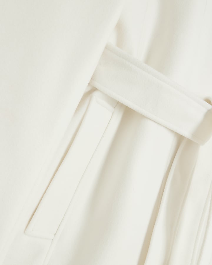 Cream belted wrap coat