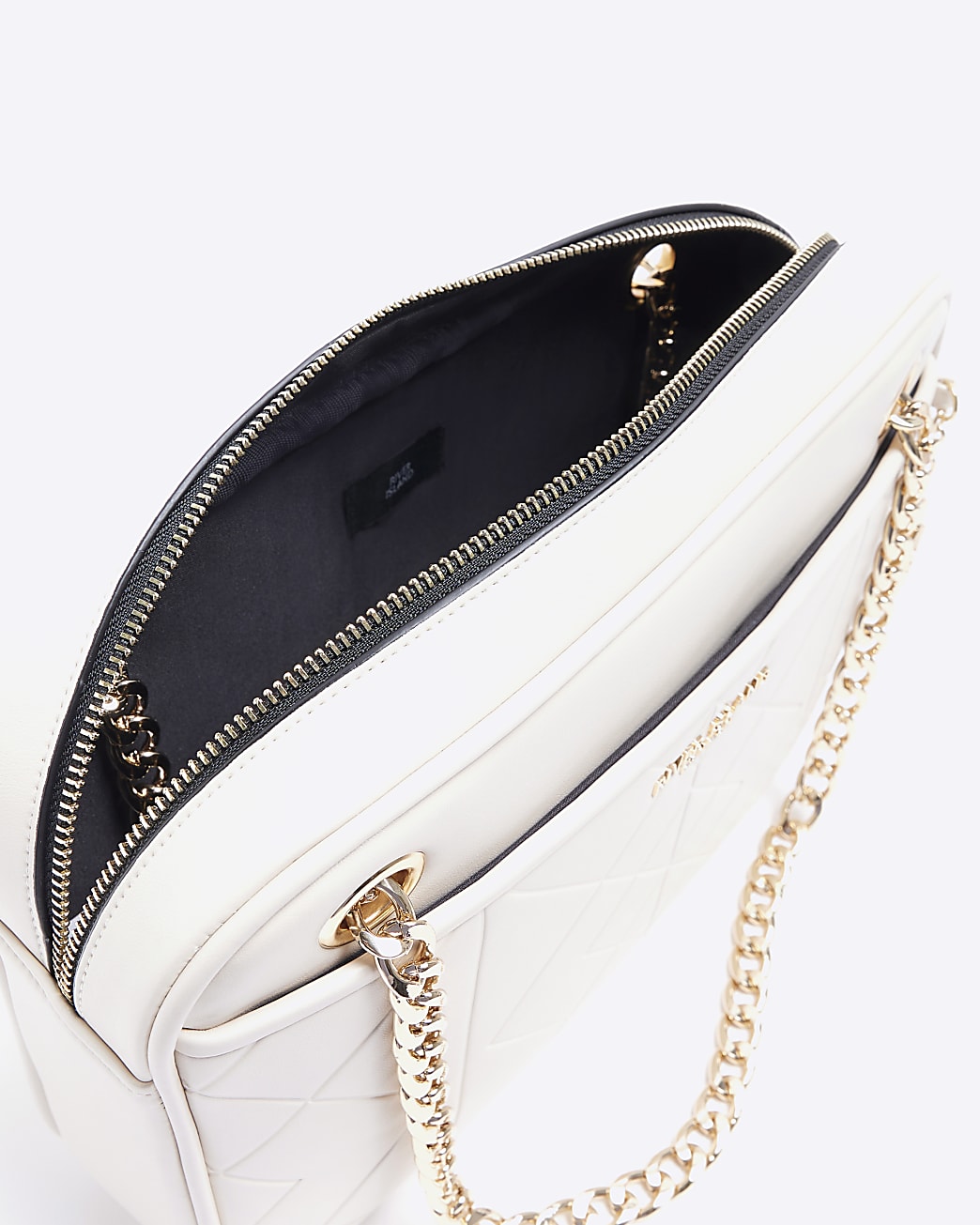 Cream Quilted Chain Shoulder Bag