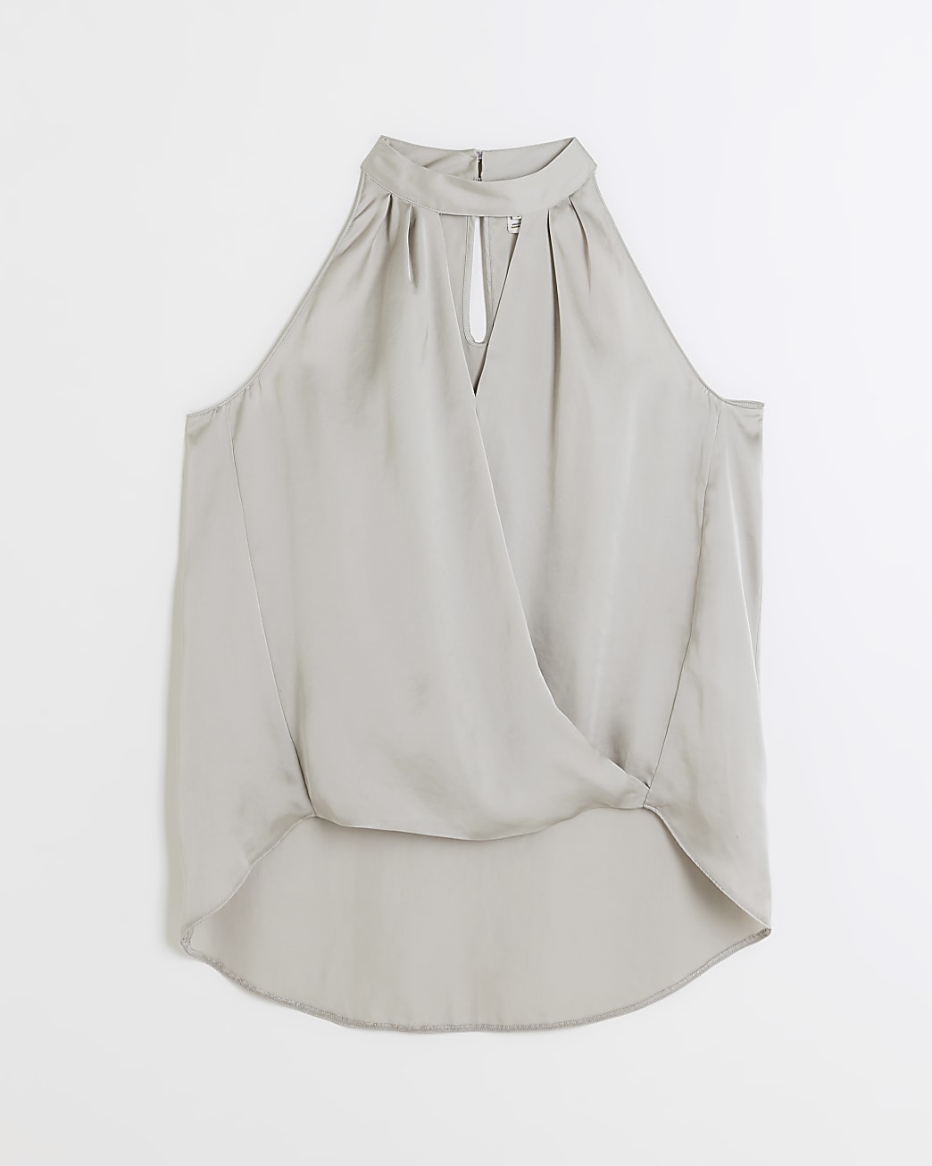 Silver halter neck satin blouse