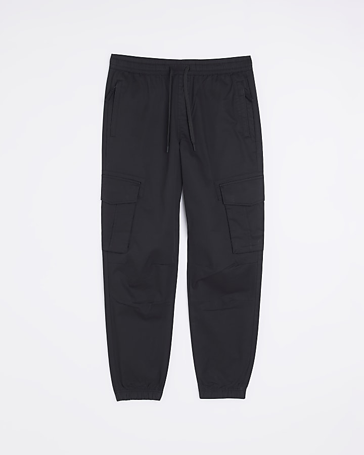 Black slim fit cargo joggers