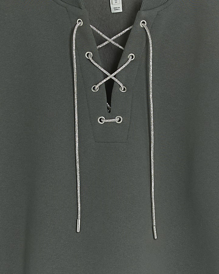Grey lace up sweatshirt