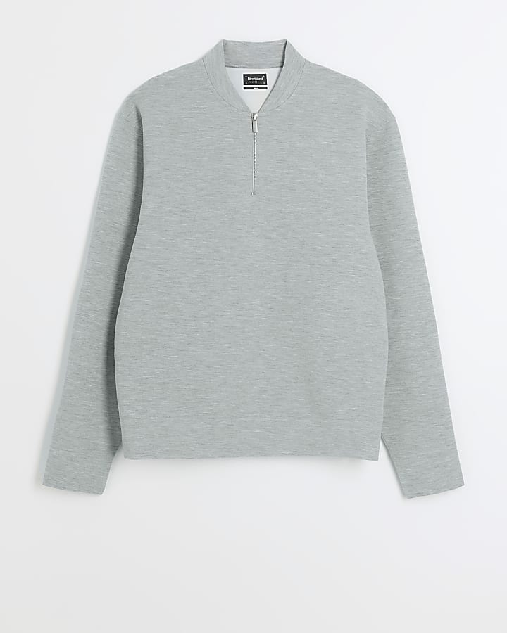 Grey regular fit quarter zip sweatshirt