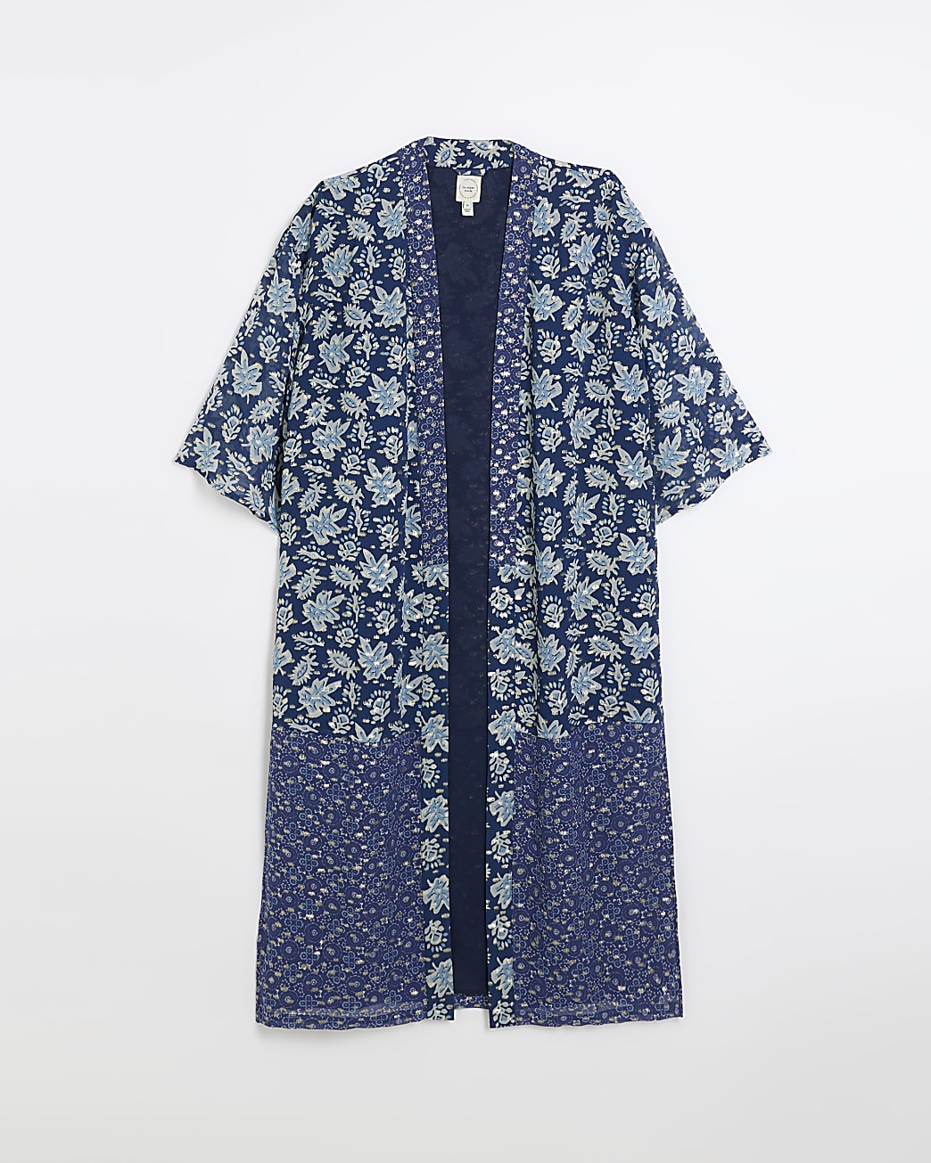 Blue floral longline kimono