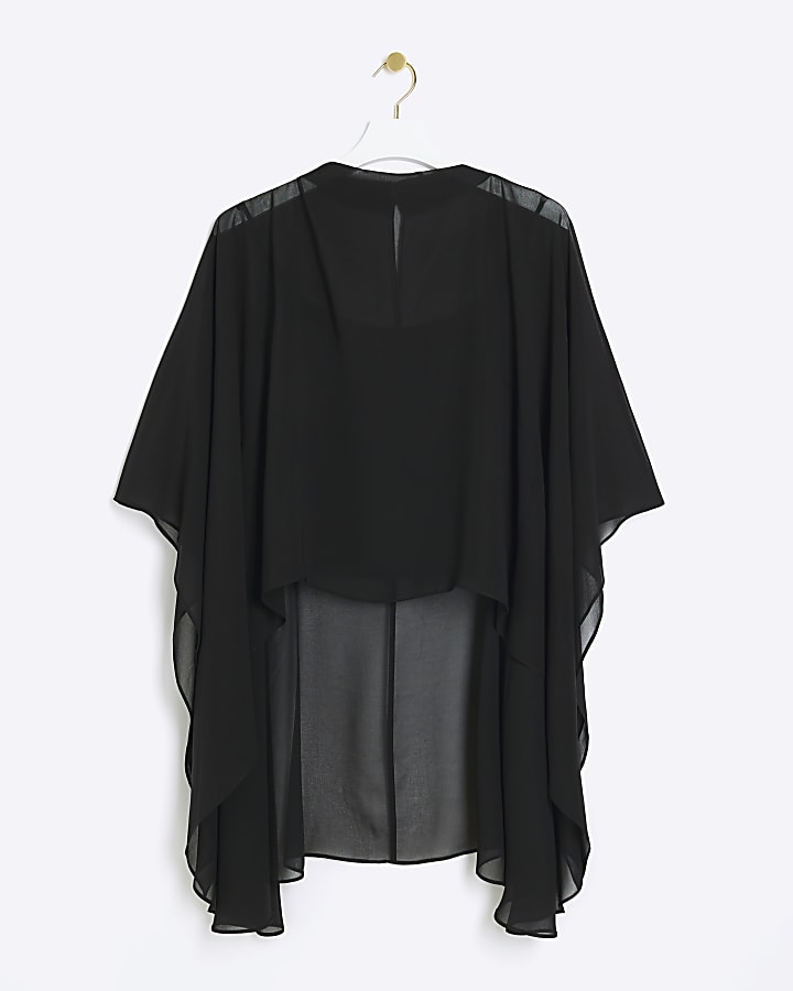 Black cape design blouse