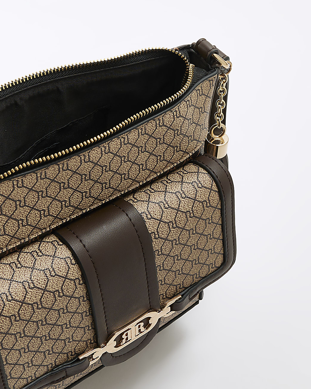 Brown RI monogram messenger bag