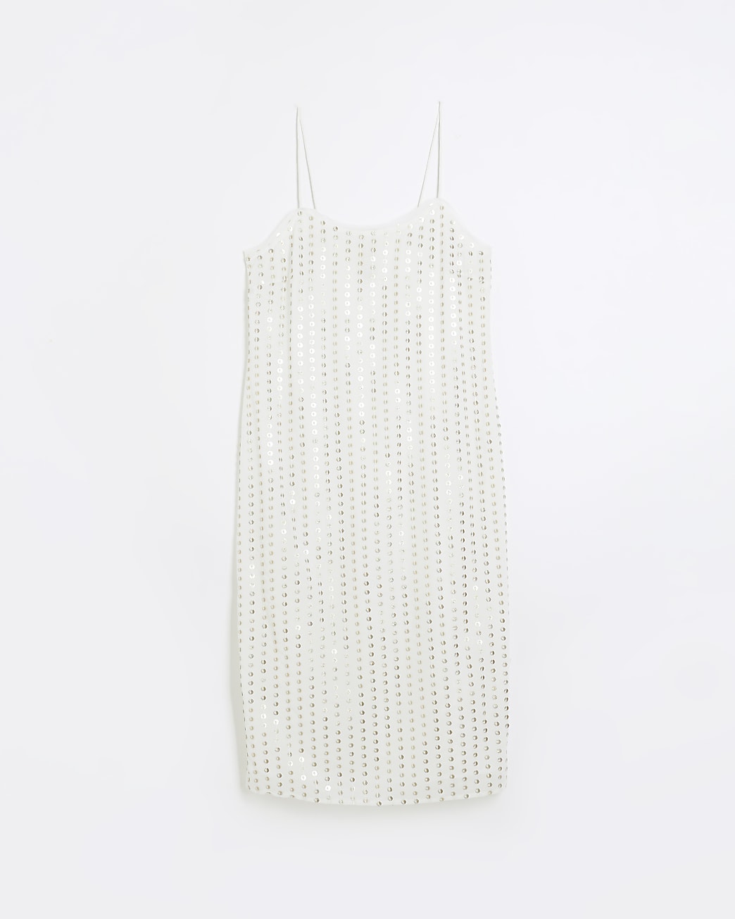 White sequin slip midi dress