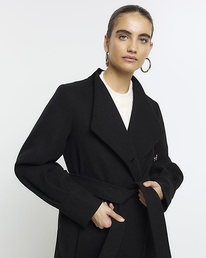 Black belted wrap coat
