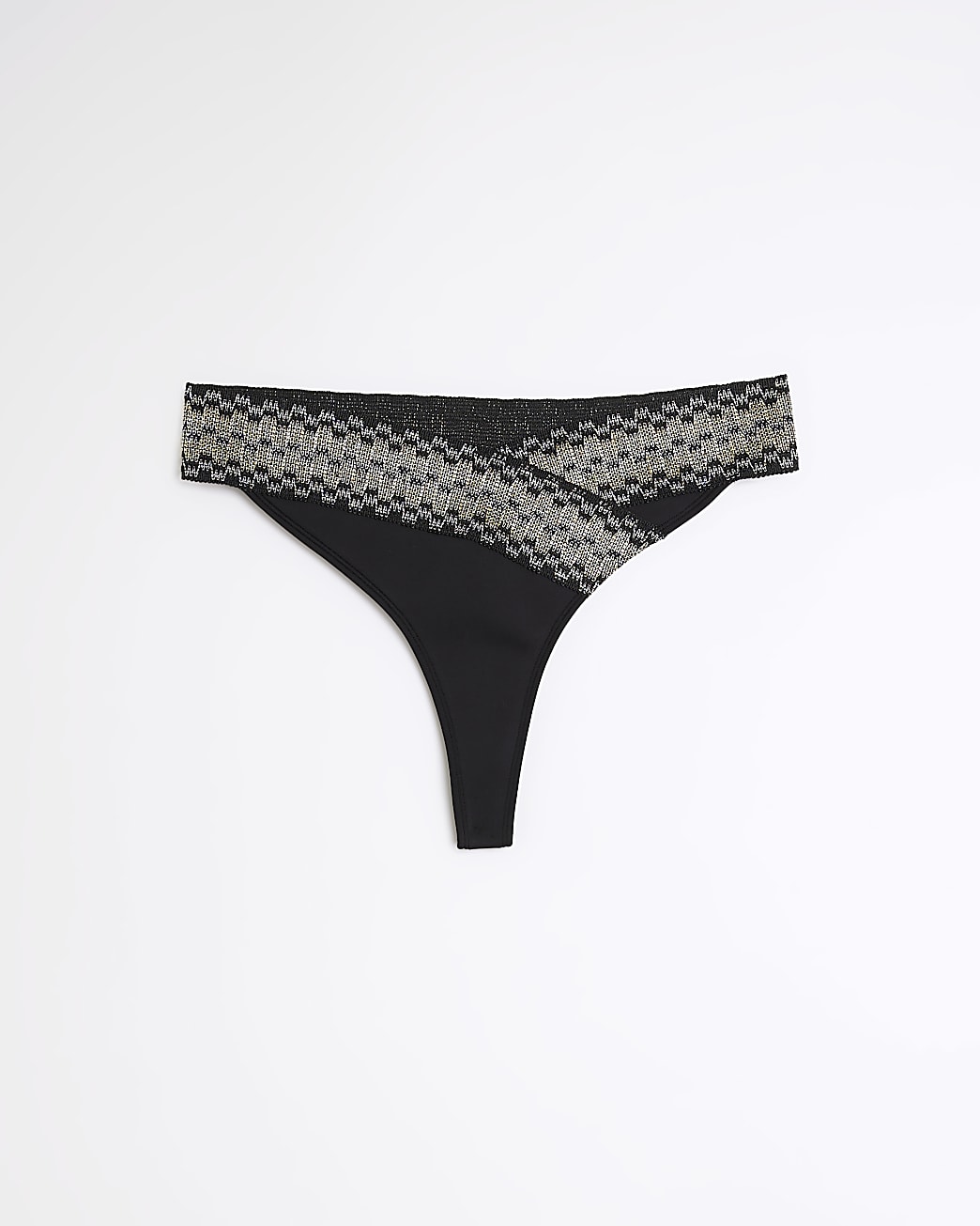 Black low rise wrap elastic thong bottoms