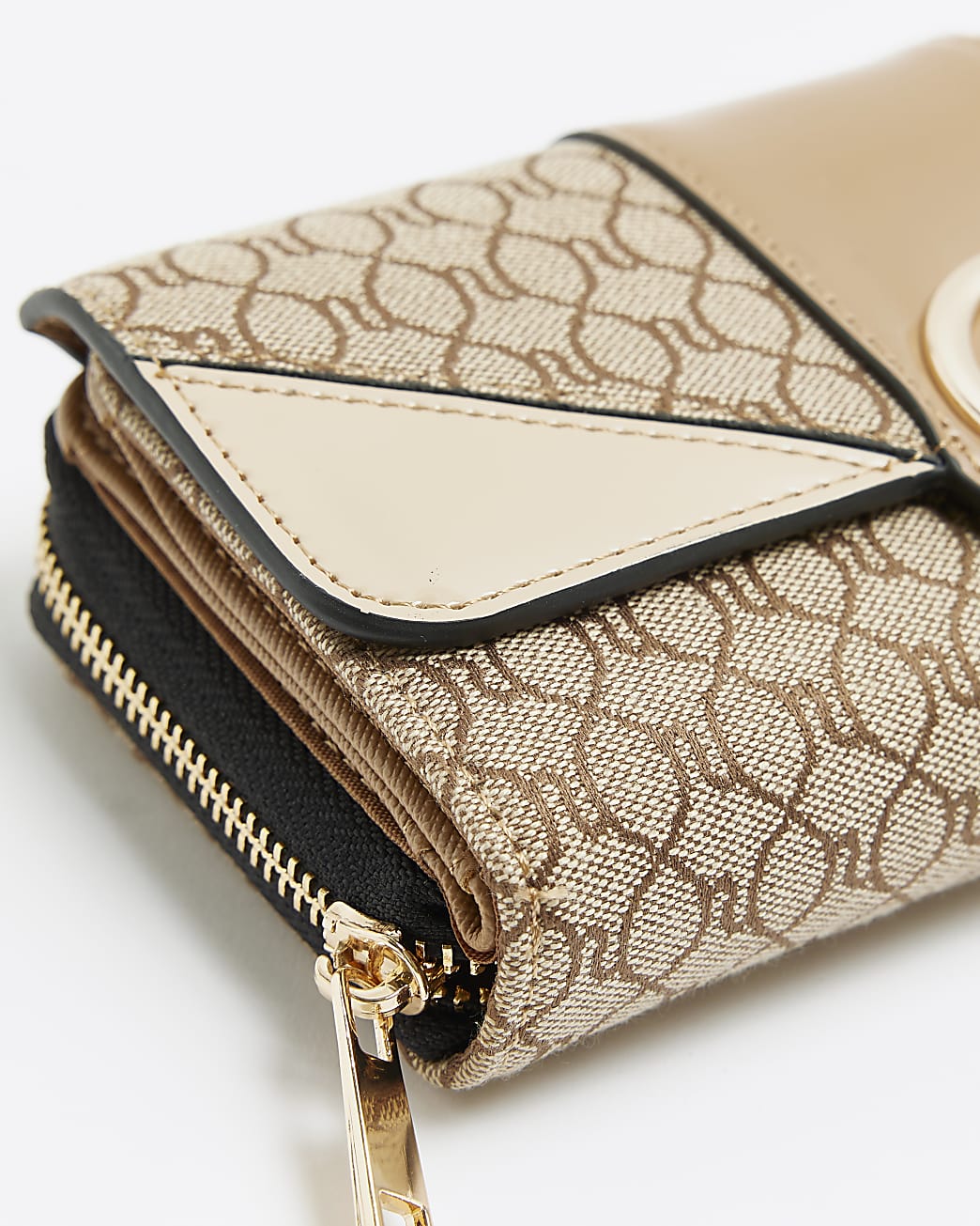 Brown RI monogram fold out purse