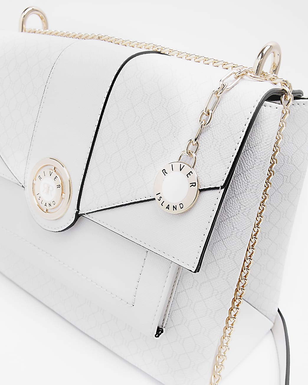 White RI monogram shoulder bag