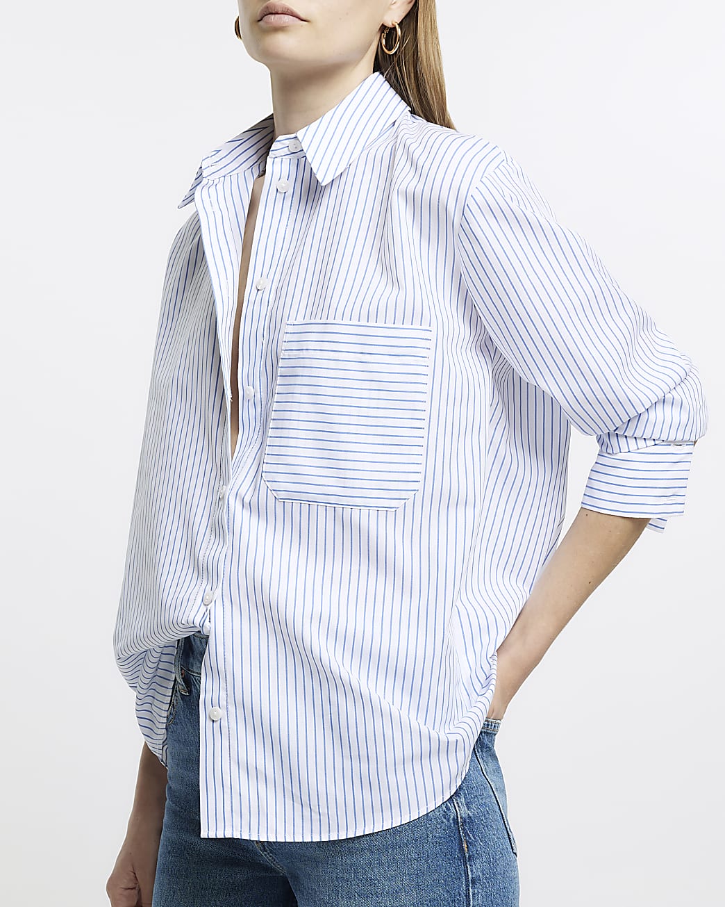 White striped poplin shirt