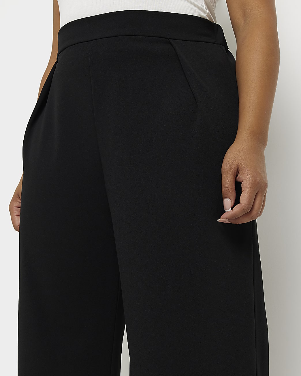 Plus black wide leg trousers