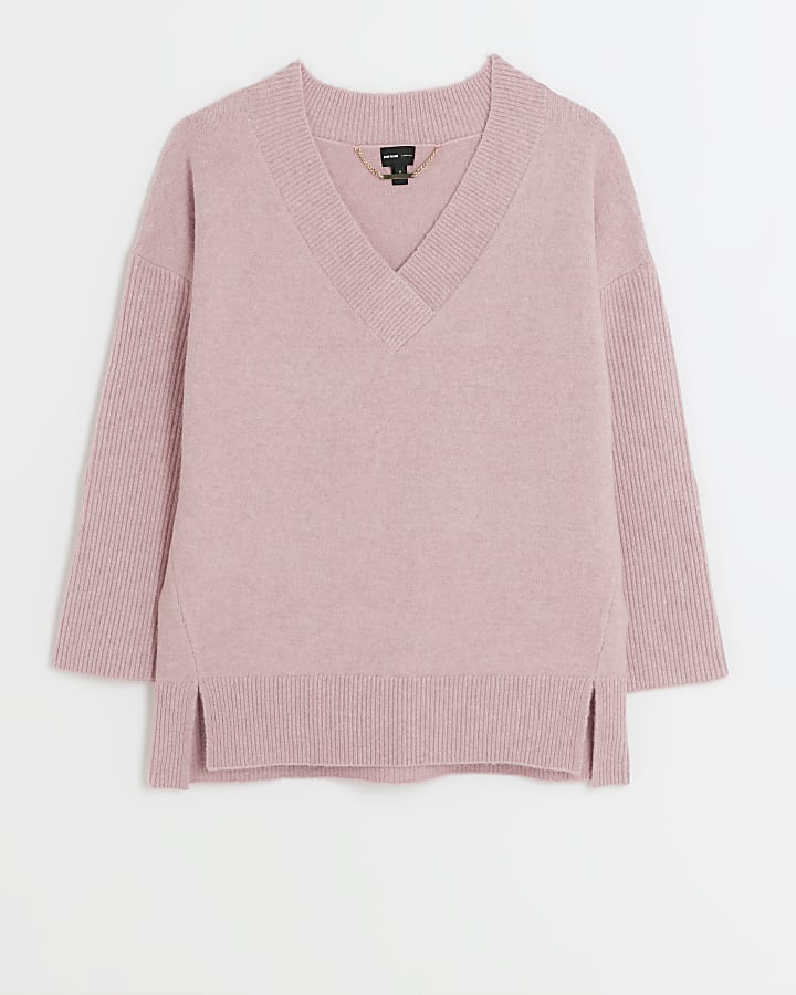 Pink v-neck jumper