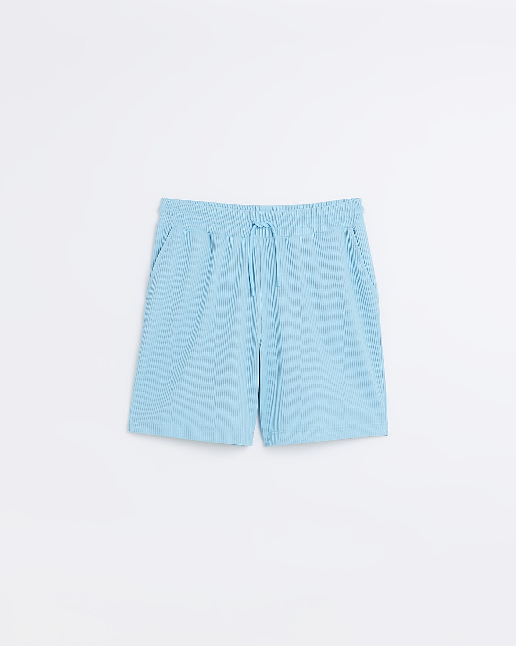 Blue regular fit plisse shorts