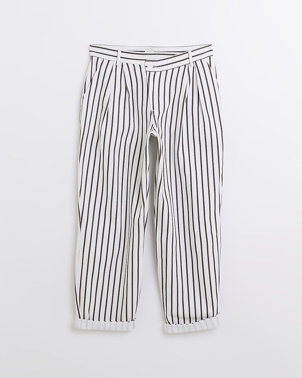 White striped tapered trousers