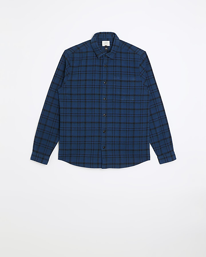 Blue check long sleeve shirt